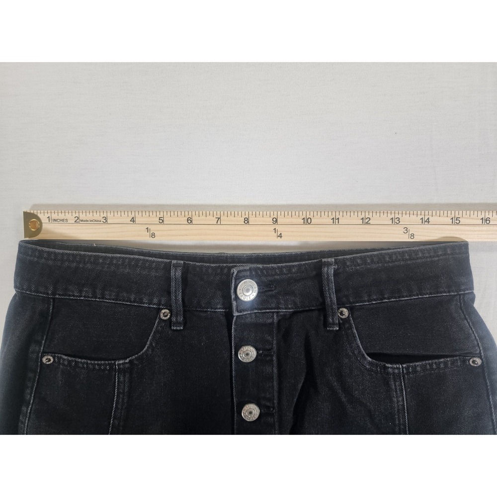 American Eagle Denim Skirt Womens 8 Black Button Front Mini A-Line Casual Jean - Picture 3 of 6
